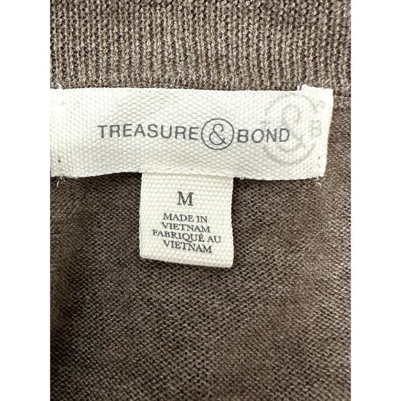 Treasure & Bond Sweater Cashmere Blend Lightweight V Neckline Brown Medium NWOT - Picture 8 of 9